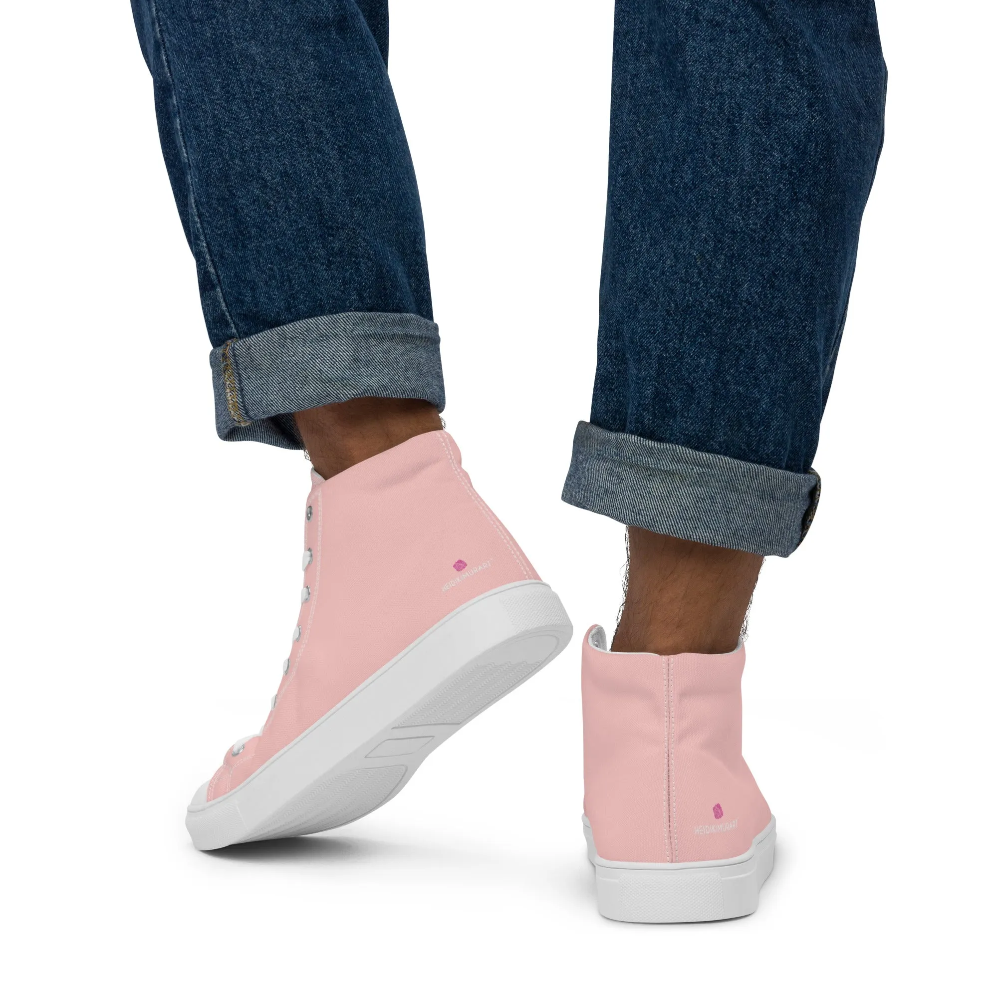 Pastel Pink Men's High Tops, Solid Color Mens high top canvas shoes Best Brand Of Cowboy Boots