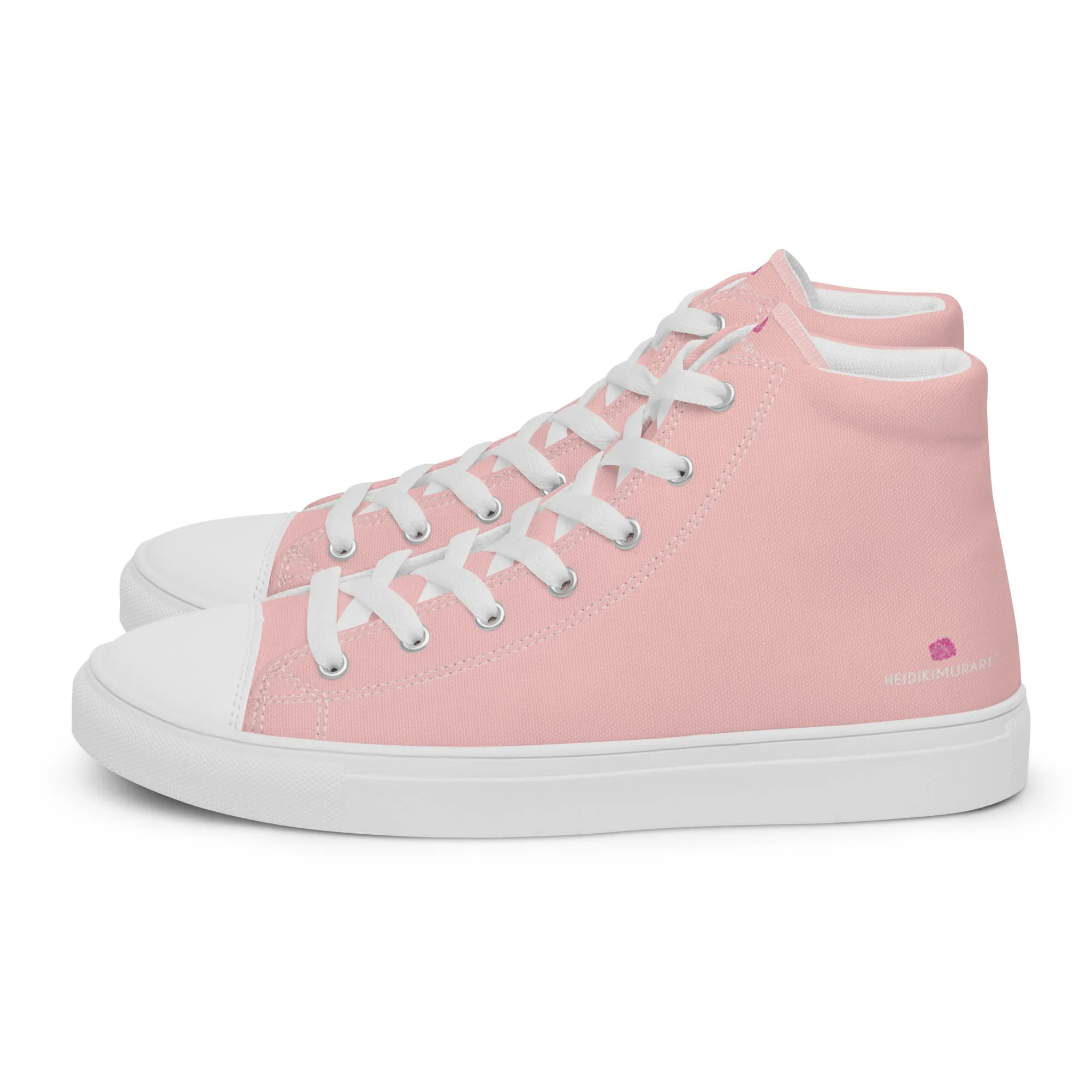 Pastel Pink Men's High Tops, Solid Color Mens high top canvas shoes Man Boots