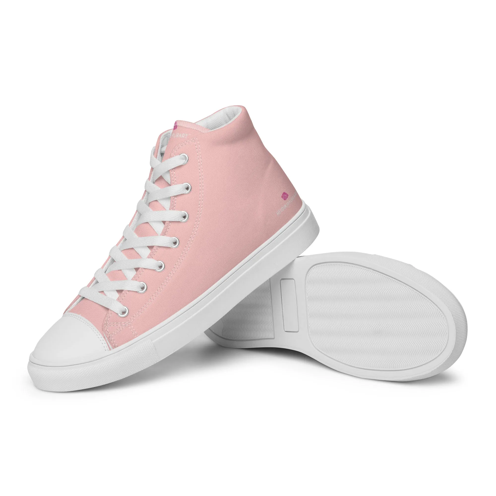 Pastel Pink Men's High Tops, Solid Color Mens high top canvas shoes Plus Size Boots Extra Wide Calf
