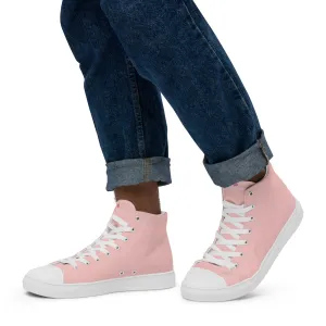 Pastel Pink Men's High Tops, Solid Color Mens high top canvas shoes Spanish Boots