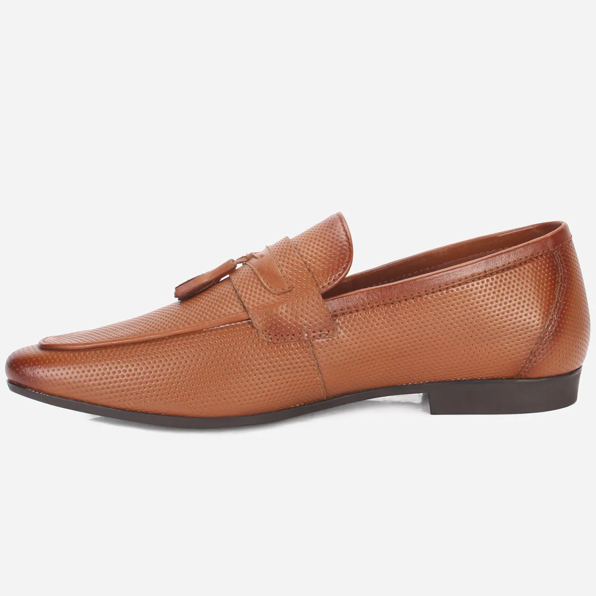 Gold Flat Pointed Shoes Men "ASTON" Leather Slide In Loafers Shoes