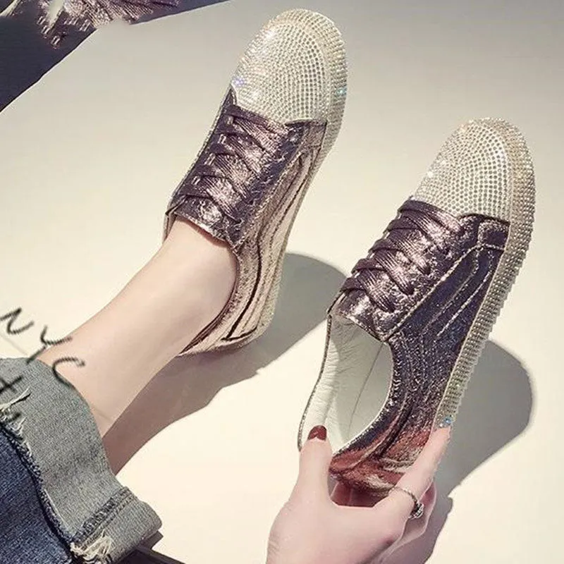 Sneakers Women Golden/Silver Shoes Sneakers Comfortable