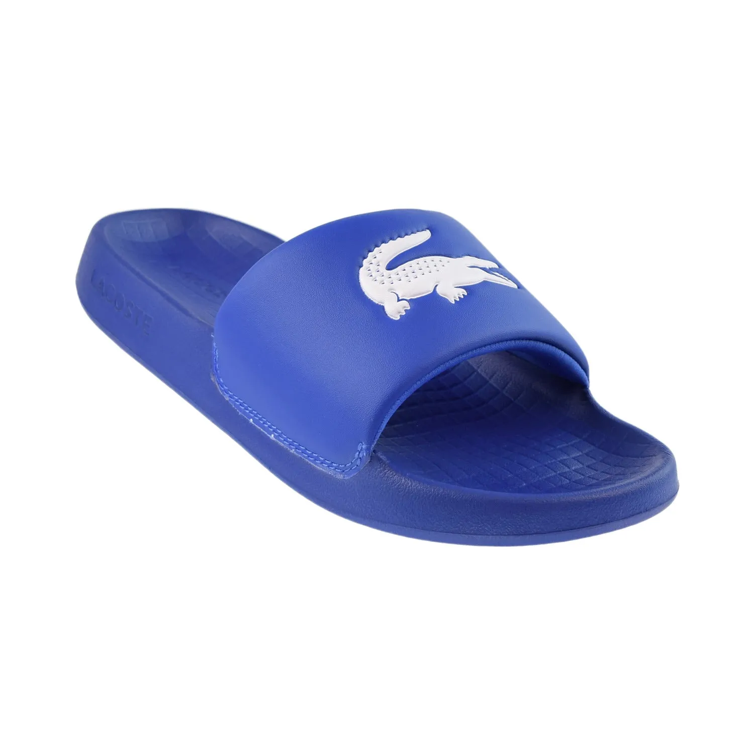 Silver Slippers Program For Seniors Lacoste Serve contrast logo Men's Slides Dark Blue