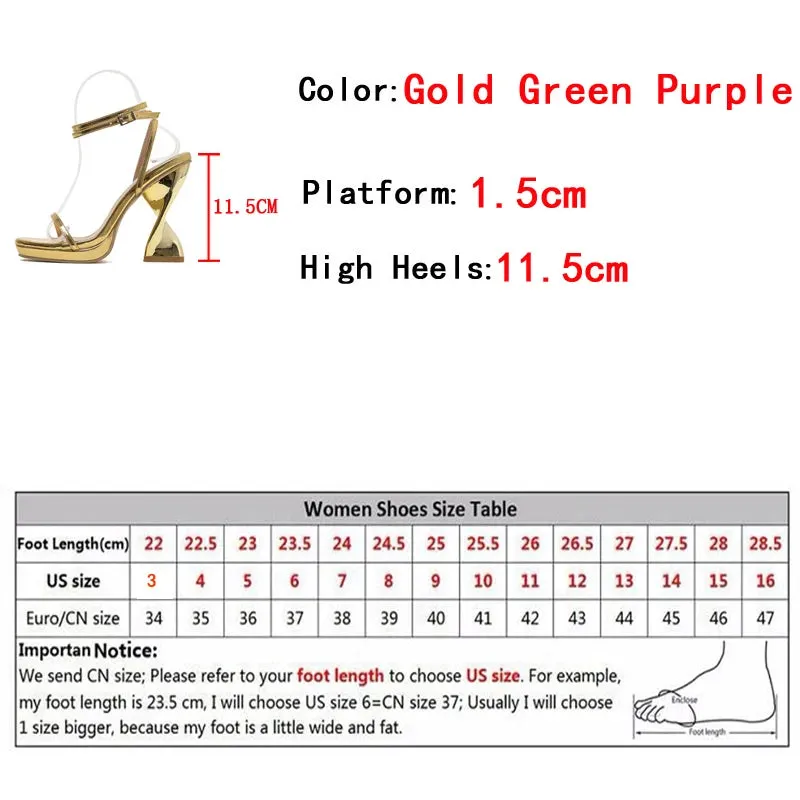 Waterproof Shoe Protectors Ladies Elegant Purple Strange High Heels Waterproof Platform Sandals For Women Design Summer Party Dress Chunky Shoes