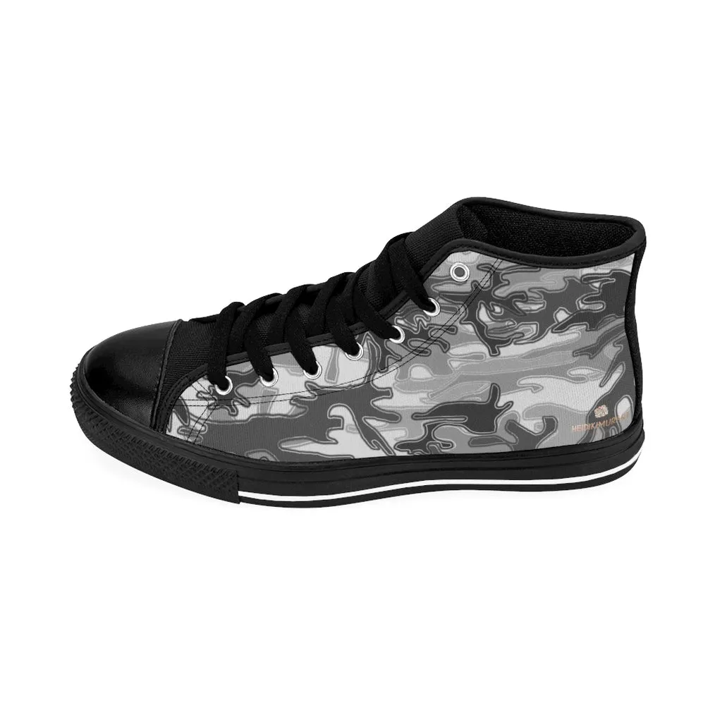 Boots North Face Light Grey Camo High-top Sneakers, Camouflage Military Men's Designer Tennis Running Shoes