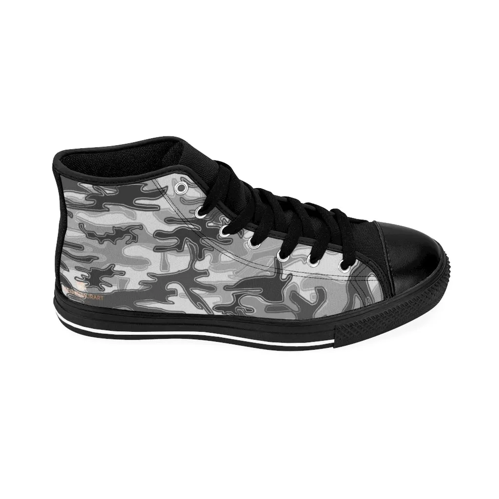 Light Grey Camo High-top Sneakers, Camouflage Military Men's Designer Tennis Running Shoes Jazz Boots Near Me