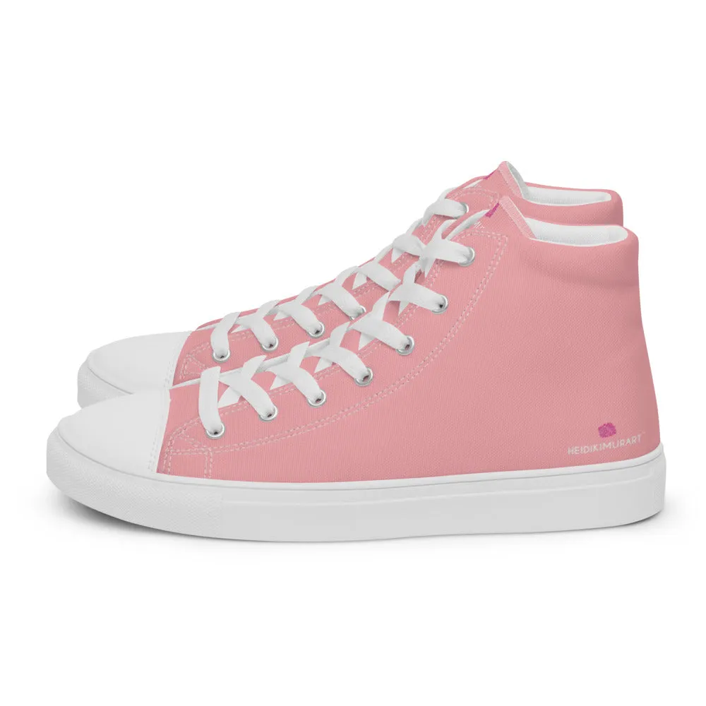 Light Pink Men's Sneakers, Modern Minimalist Best Solid Color Canvas High Top Shoes For Men Die Hard Boots