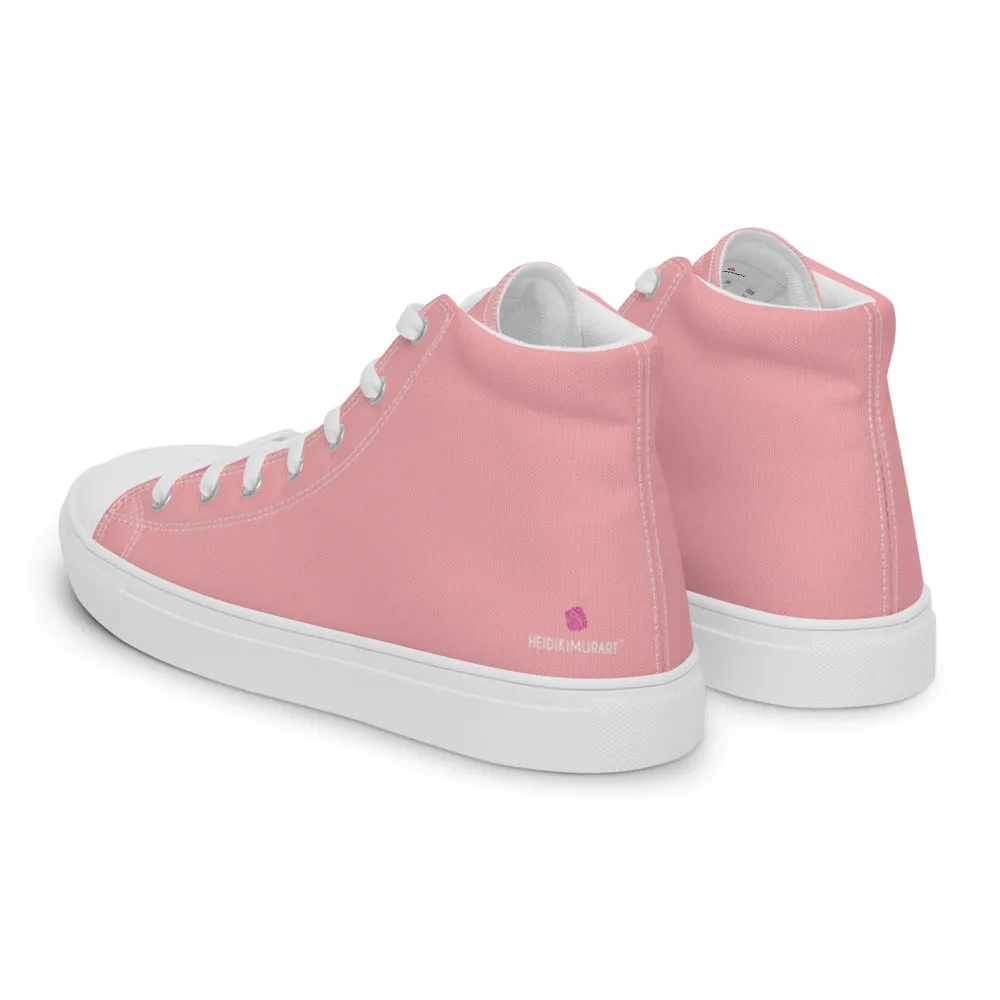 Light Pink Men's Sneakers, Modern Minimalist Best Solid Color Canvas High Top Shoes For Men Work Boots At Boot Barn