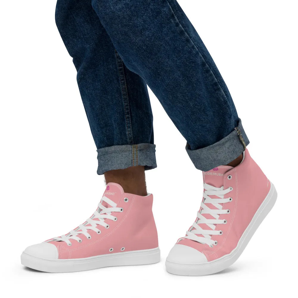 Ankle Boots Water Resistant Light Pink Men's Sneakers, Modern Minimalist Best Solid Color Canvas High Top Shoes For Men