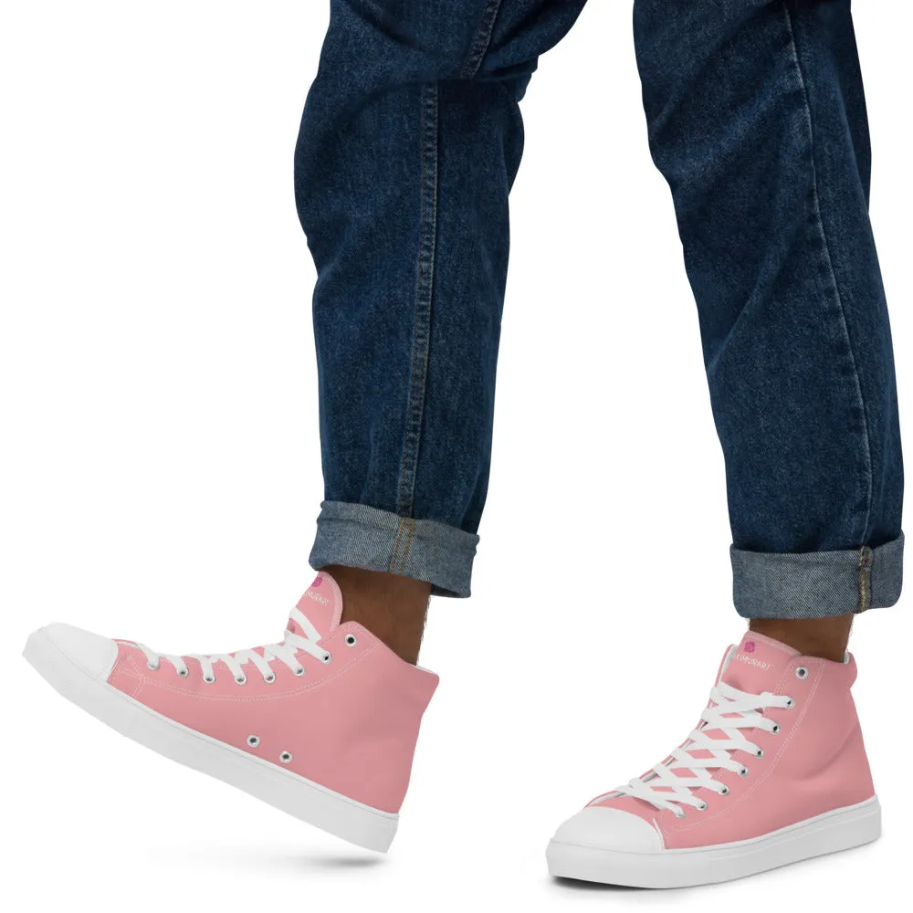 Ridding Boots Light Pink Men's Sneakers, Modern Minimalist Best Solid Color Canvas High Top Shoes For Men