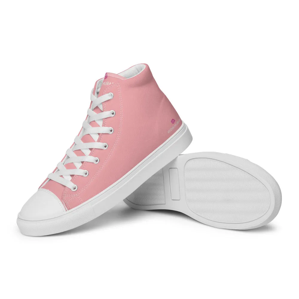 Light Pink Men's Sneakers, Modern Minimalist Best Solid Color Canvas High Top Shoes For Men Low Price Hiking Boots