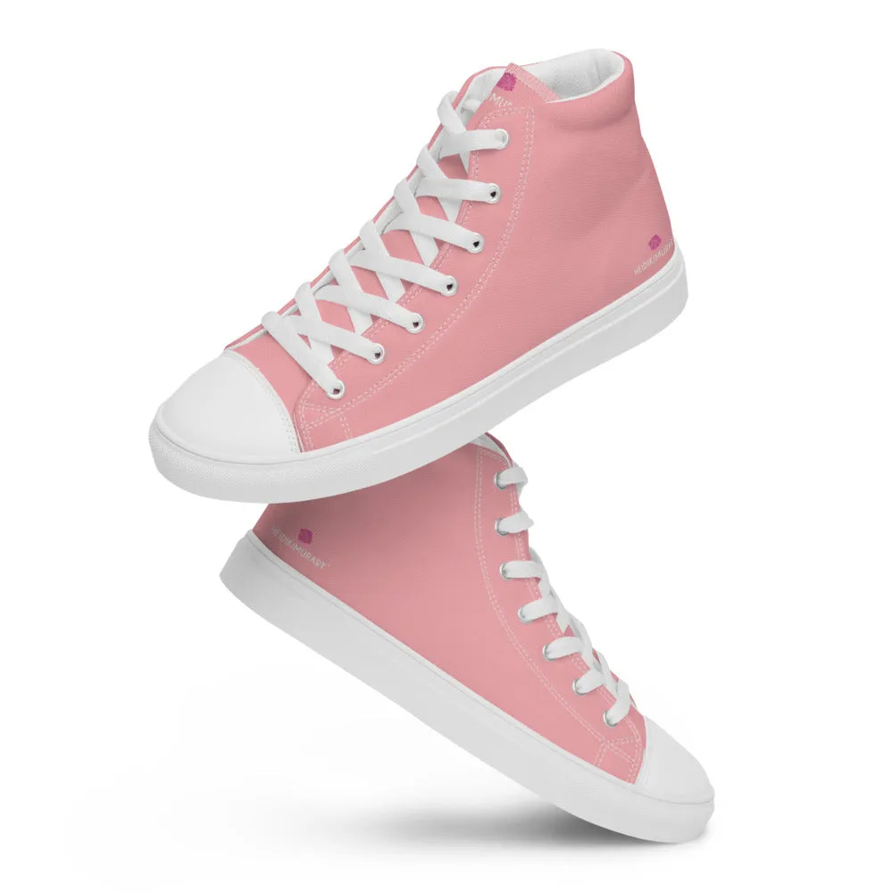 Sandro Boots Light Pink Men's Sneakers, Modern Minimalist Best Solid Color Canvas High Top Shoes For Men