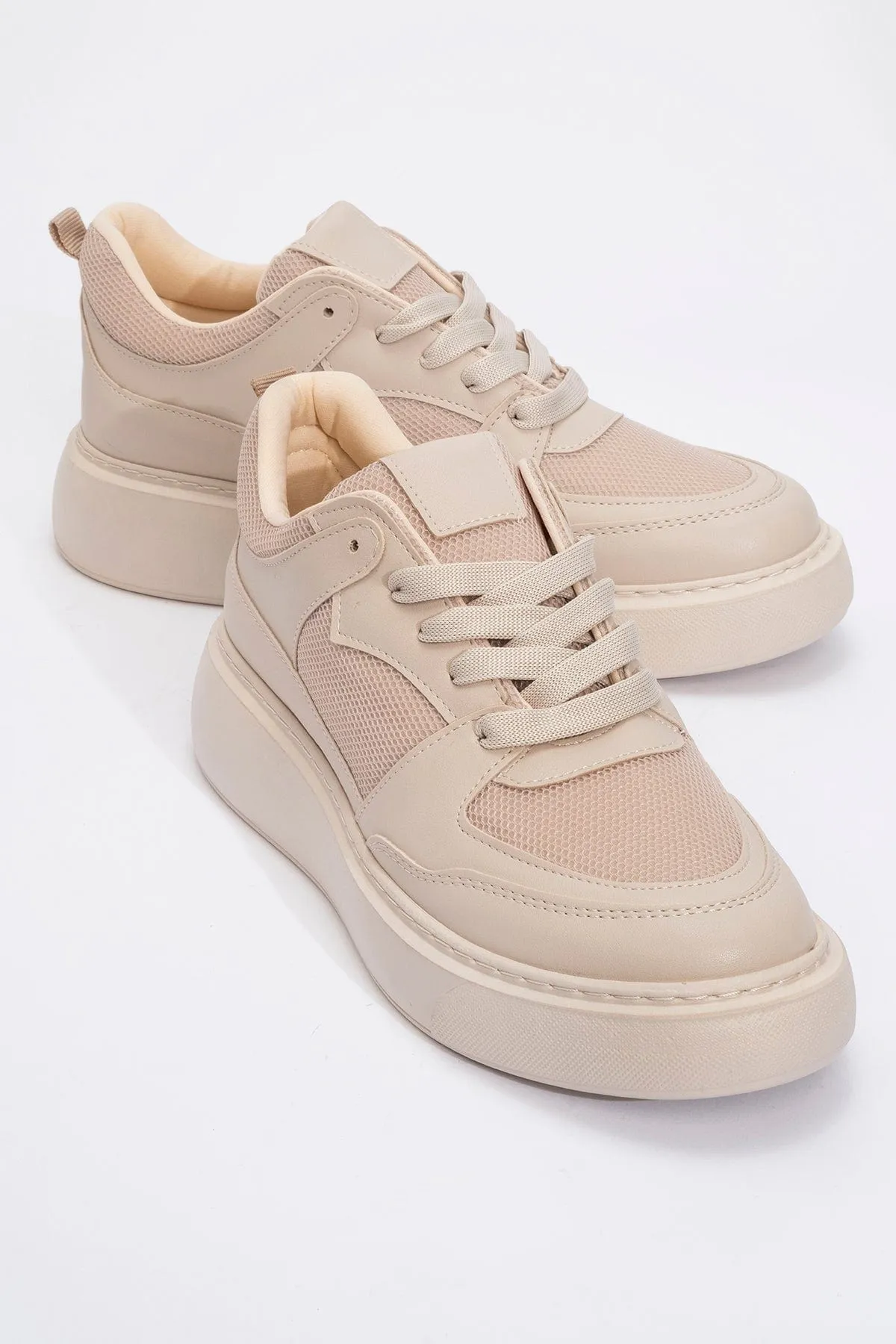 Sneakers High Tops Ingrid Vegan Leather Platform Sneakers | Beige