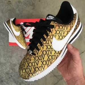 Custom Hand Painted 24K Magic Gold Nike Cortez Asics Twr900 Wrestling Shoes