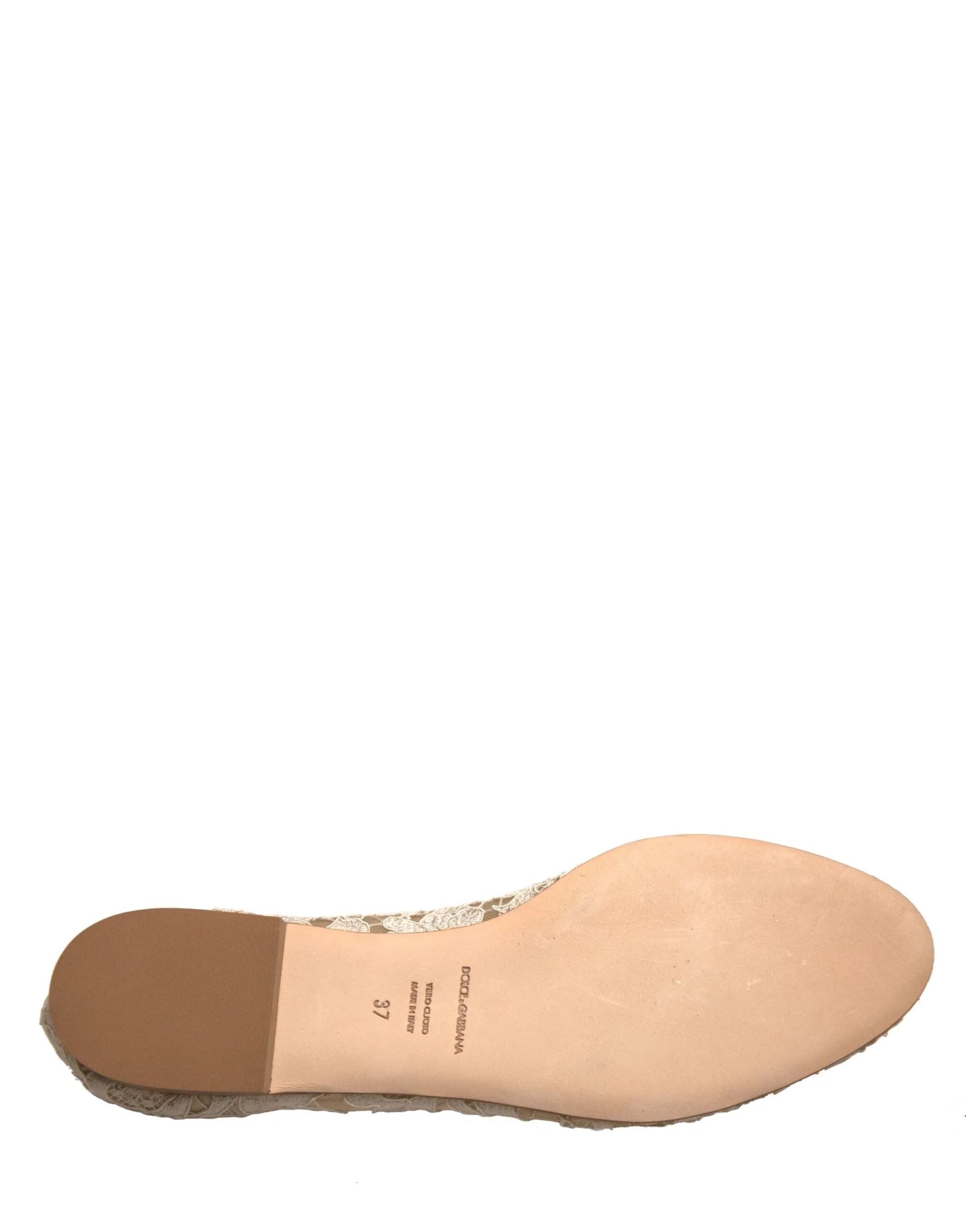 Open Toe Flat Dress Shoes Dolce & Gabbana Beige Crystal Loafer Lace Ballet Flats Shoes