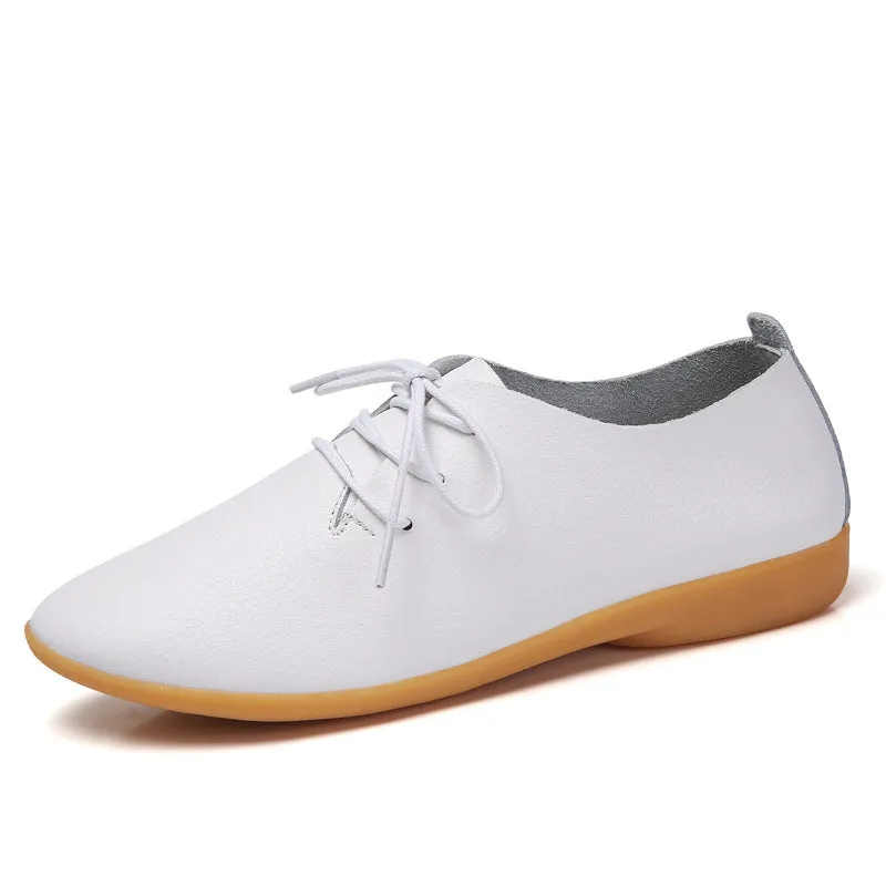 Flat Shoes Putih Little white shoes women flat British style