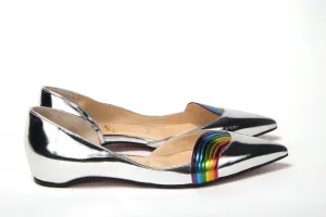 Transparent Flat Shoes Christian Louboutin Silver Patentleather Flat Point Toe Shoe