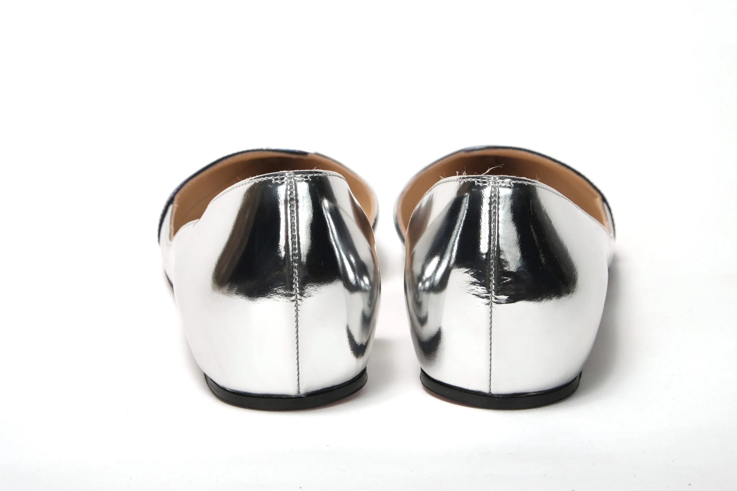 Best Shoes Overpronation Flat Feet Christian Louboutin Silver Patentleather Flat Point Toe Shoe