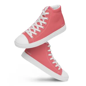 Bargain Boots Pink Men's High Top Shoes, Solid Pastel Pink Color Mens High Top Canvas Sneaker Shoes (US Size: 5-13)