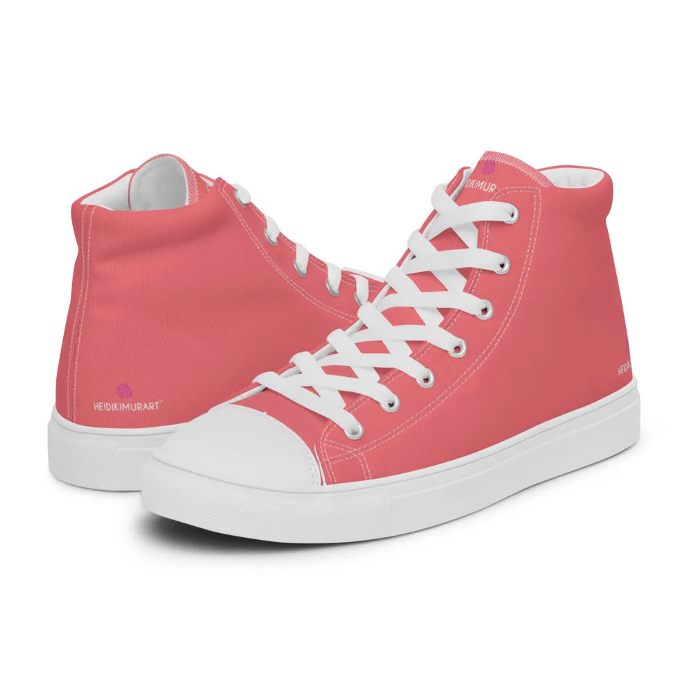 Pink Men's High Top Shoes, Solid Pastel Pink Color Mens High Top Canvas Sneaker Shoes (US Size: 5-13) Boots With Buckles