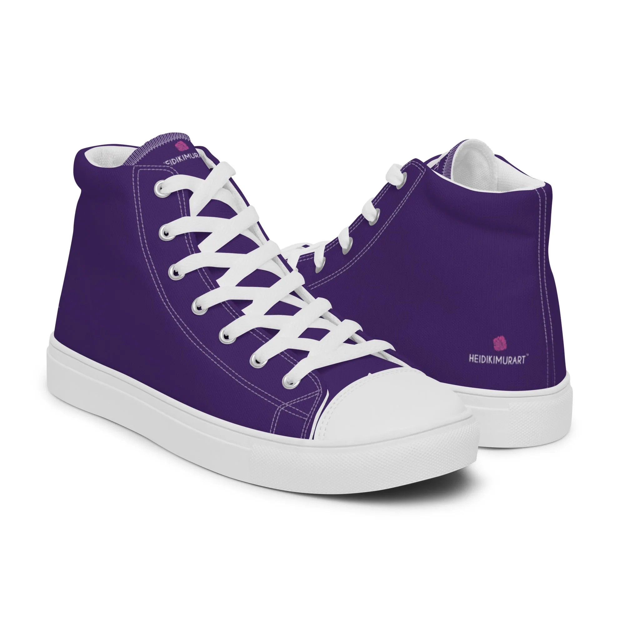 Dark Purple Men's High Tops, Solid Color Mens high top canvas shoes Snow Boots Fashionable