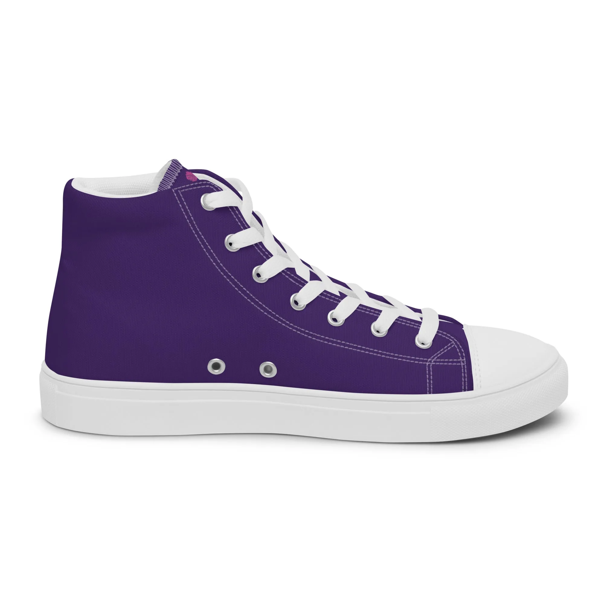 Slip On Snow Boots Dark Purple Men's High Tops, Solid Color Mens high top canvas shoes