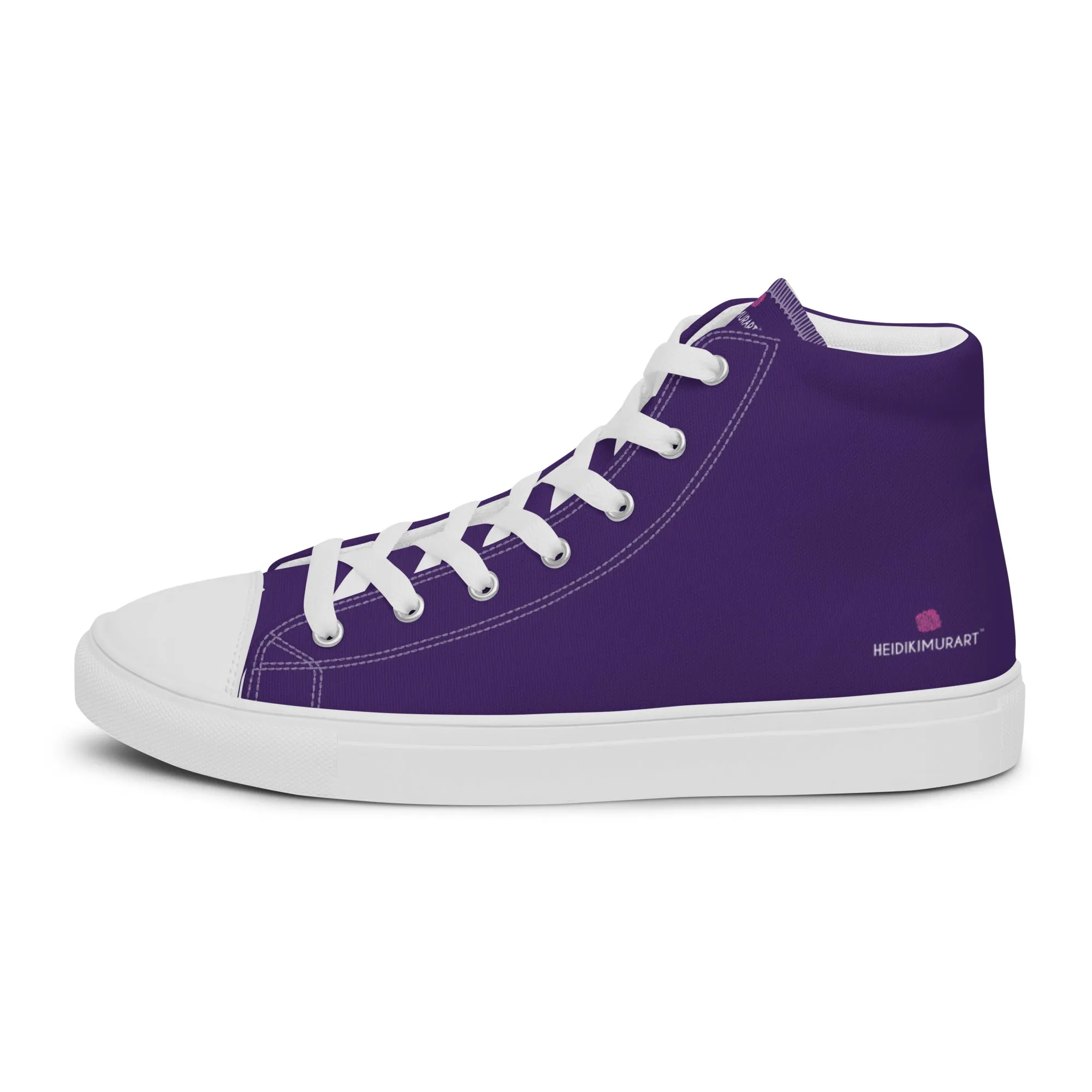Ferragamo Boots Dark Purple Men's High Tops, Solid Color Mens high top canvas shoes