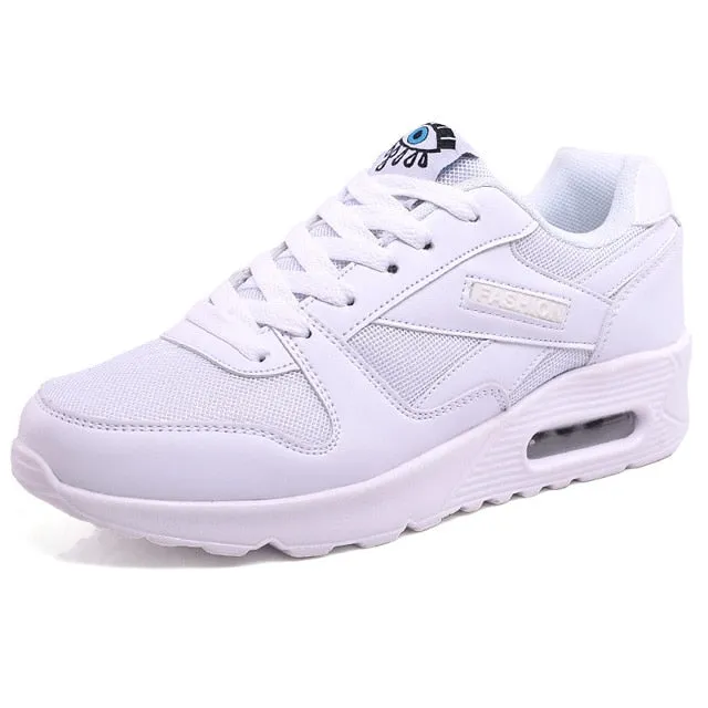 Women Sneakers Breathable Outdoor Walking Shoes Woman Mesh Casual Shoes Pink Lace-Up Ladies Shoes 2019 Fashion Female Sneakers Flat Shoe Box