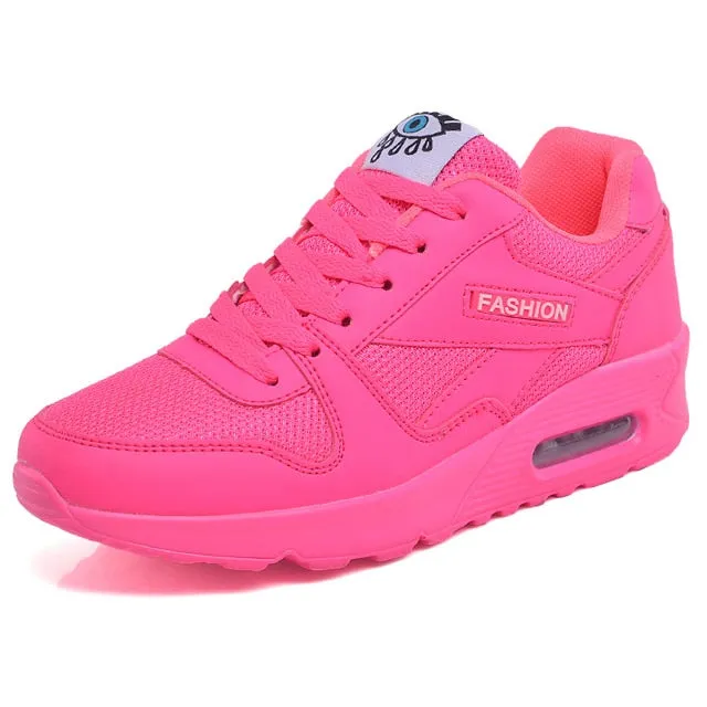 Women Sneakers Breathable Outdoor Walking Shoes Woman Mesh Casual Shoes Pink Lace-Up Ladies Shoes 2019 Fashion Female Sneakers Casual Shoes