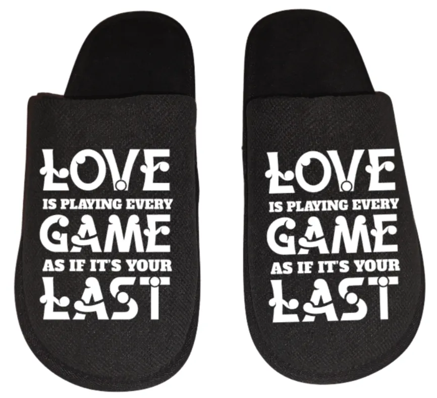 Bumba Slippers love is playing every game as if it's your last video game Gamer Gaming Men's Slippers / House Shoes slides dad husband father son gift