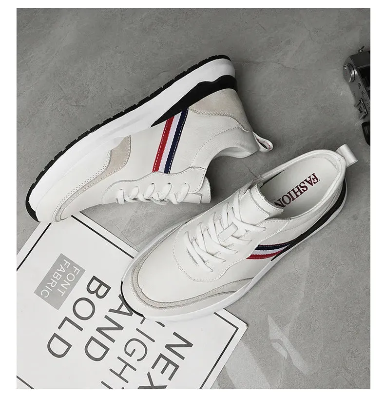 Male Invisibly Heightened Shoes 8cm Platform White Shoes Casual Shoes Summer 2024