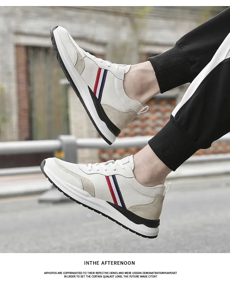 Male Invisibly Heightened Shoes 8cm Platform White Shoes Everyday Business Casual Shoes
