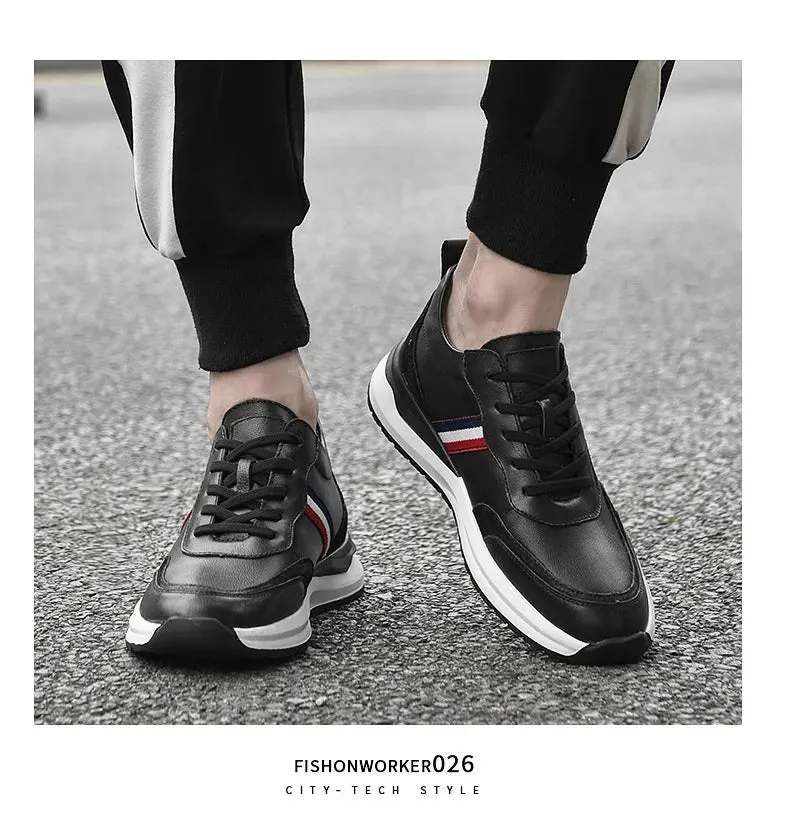 Running And Casual Shoes Male Invisibly Heightened Shoes 8cm Platform White Shoes