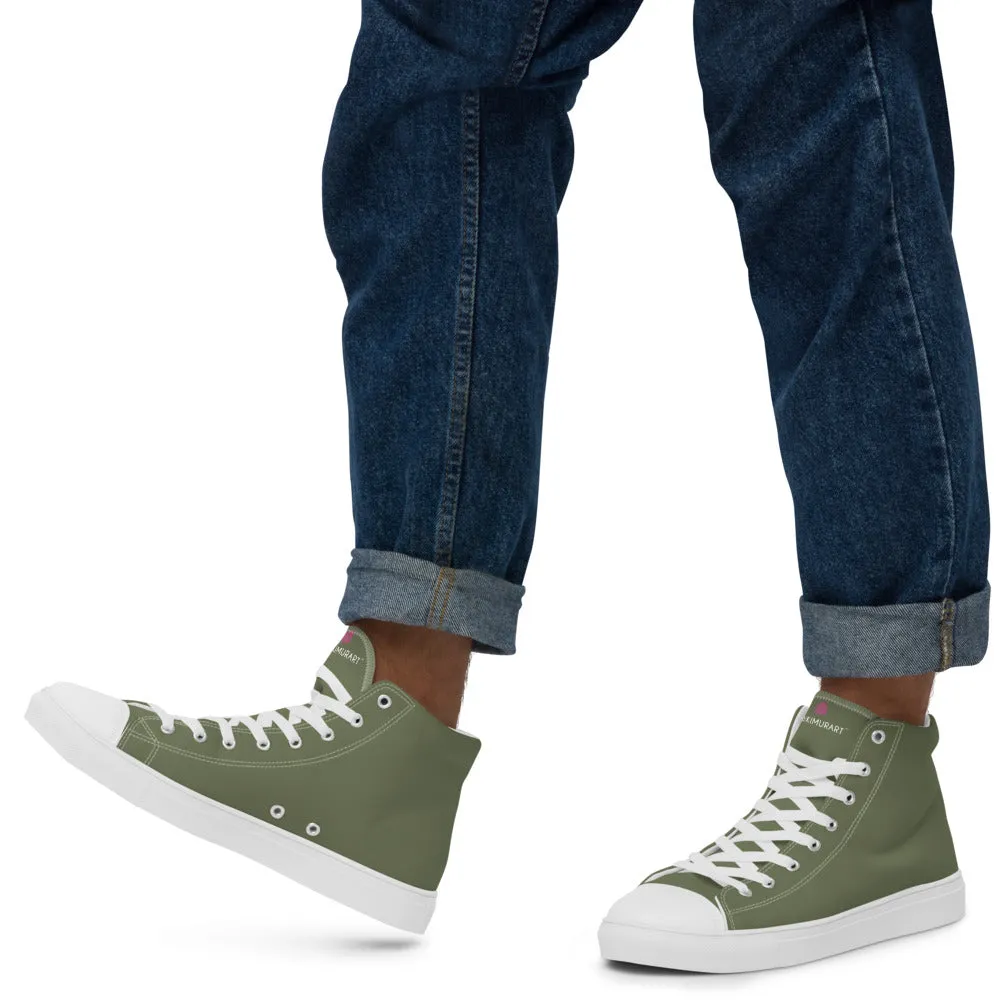 Cowgirl Knee High Boots Matcha Green Men's Sneakers, Modern Minimalist Best Solid Color Canvas High Top Shoes For Men