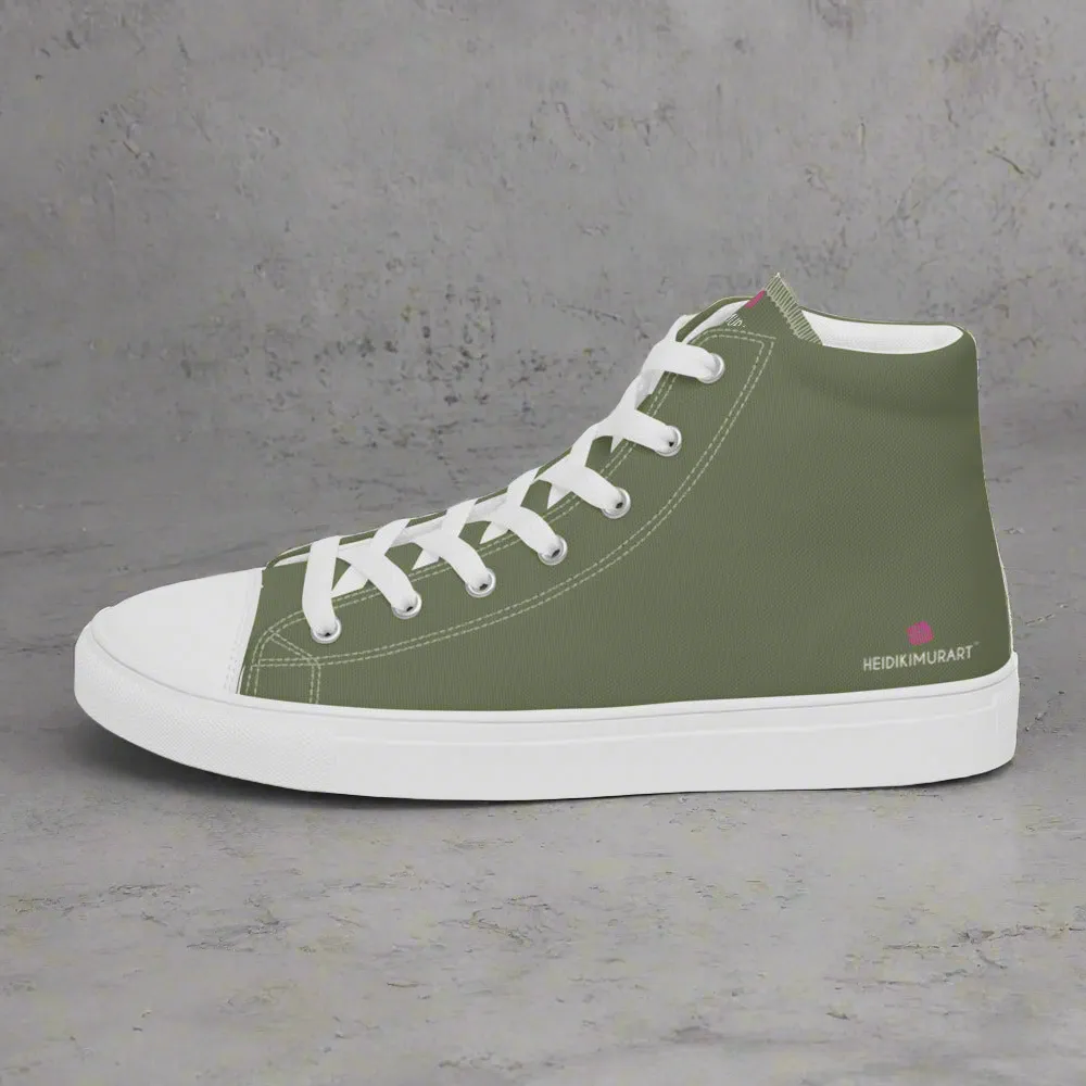 Givenchy Shark Lock Boots Matcha Green Men's Sneakers, Modern Minimalist Best Solid Color Canvas High Top Shoes For Men