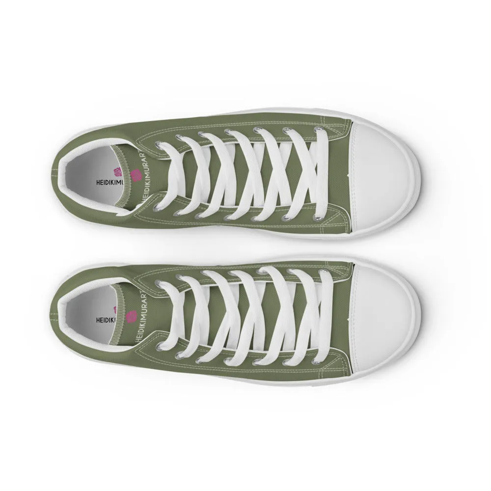 Matcha Green Men's Sneakers, Modern Minimalist Best Solid Color Canvas High Top Shoes For Men Babys Boots