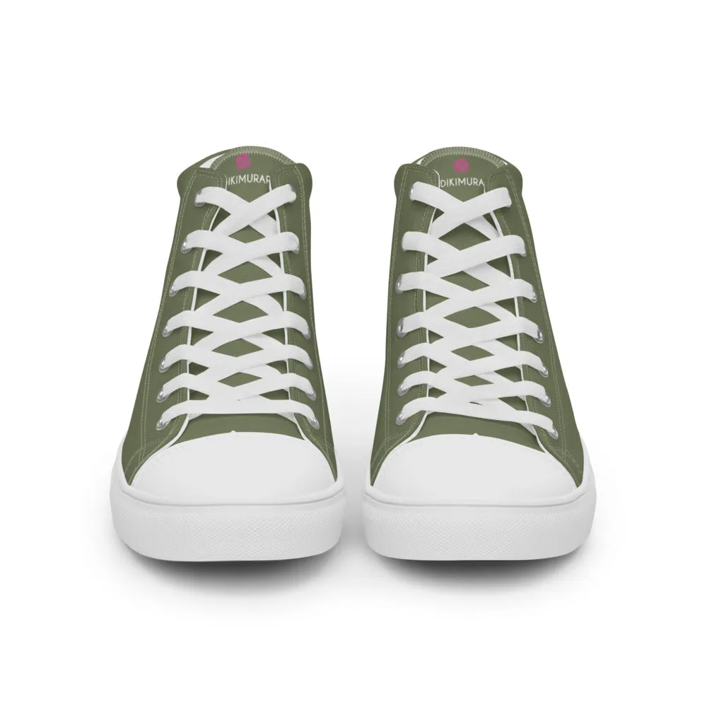 Sunflower Cowgirl Boots Matcha Green Men's Sneakers, Modern Minimalist Best Solid Color Canvas High Top Shoes For Men