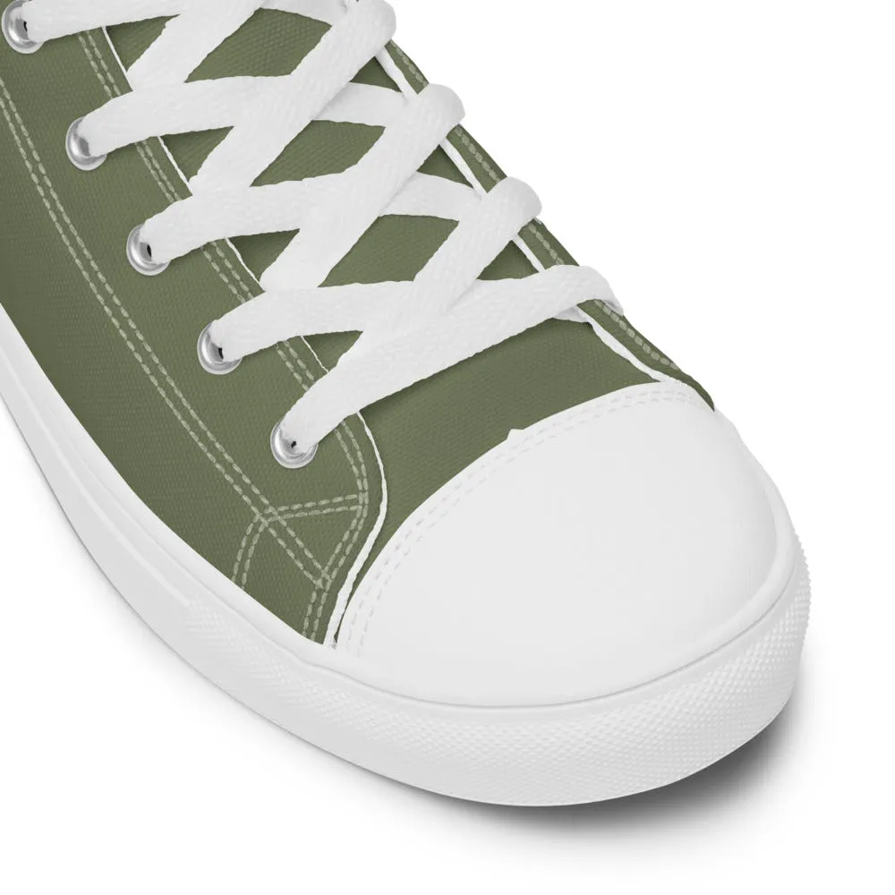 Matcha Green Men's Sneakers, Modern Minimalist Best Solid Color Canvas High Top Shoes For Men Pretty Little Thing Boots