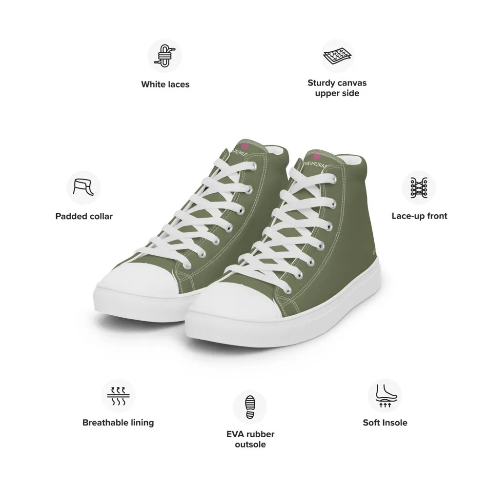 Georgia Boots Matcha Green Men's Sneakers, Modern Minimalist Best Solid Color Canvas High Top Shoes For Men