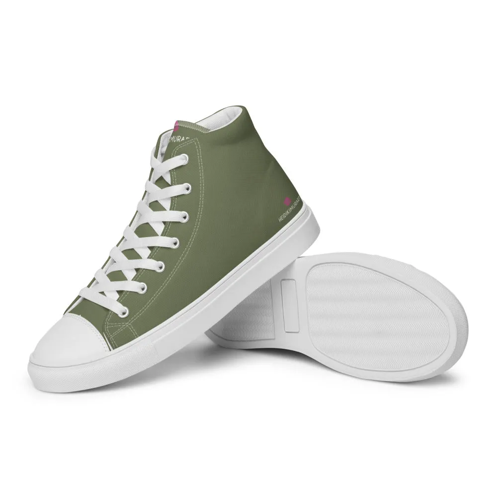 Boots For Men Target Matcha Green Men's Sneakers, Modern Minimalist Best Solid Color Canvas High Top Shoes For Men