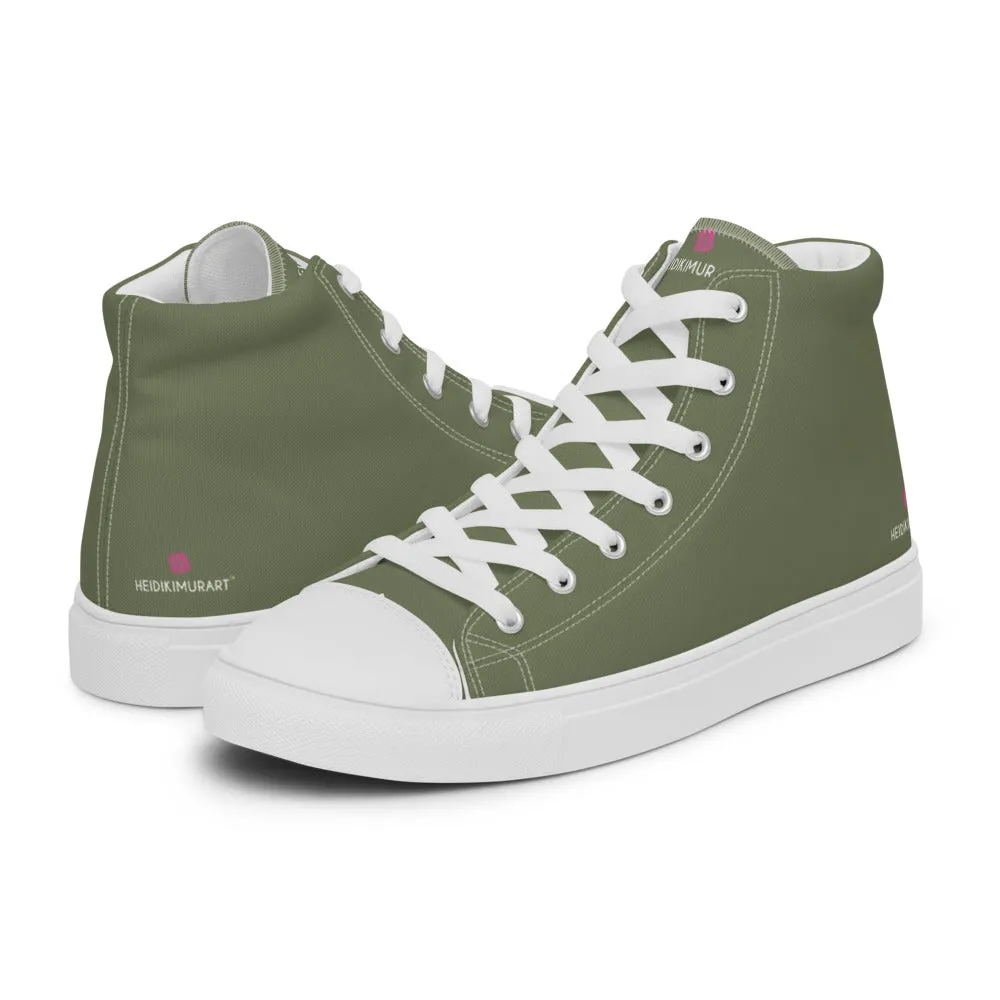 Boots - Steel Toe Matcha Green Men's Sneakers, Modern Minimalist Best Solid Color Canvas High Top Shoes For Men