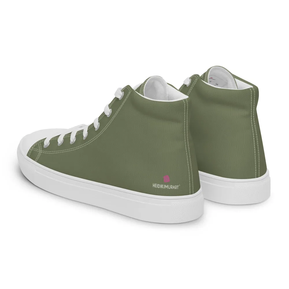 Matcha Green Men's Sneakers, Modern Minimalist Best Solid Color Canvas High Top Shoes For Men Boots Spokane