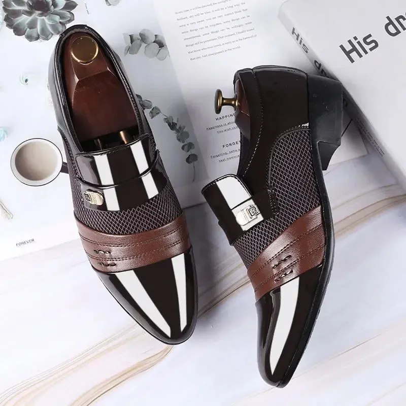 Safety Shoes Men Casual Leather Shoes Men Casual Shoes Business Formal Shoes Large Size Fashionable and Versatile Wedding Shoes