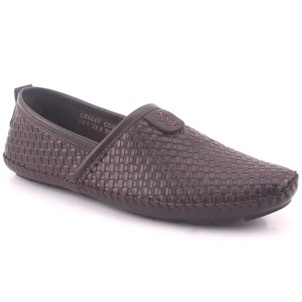Men COLLIN Stitched Woven Textured Slip On Round Toe Casual Loafer Shoes Liberty Flat Shoes