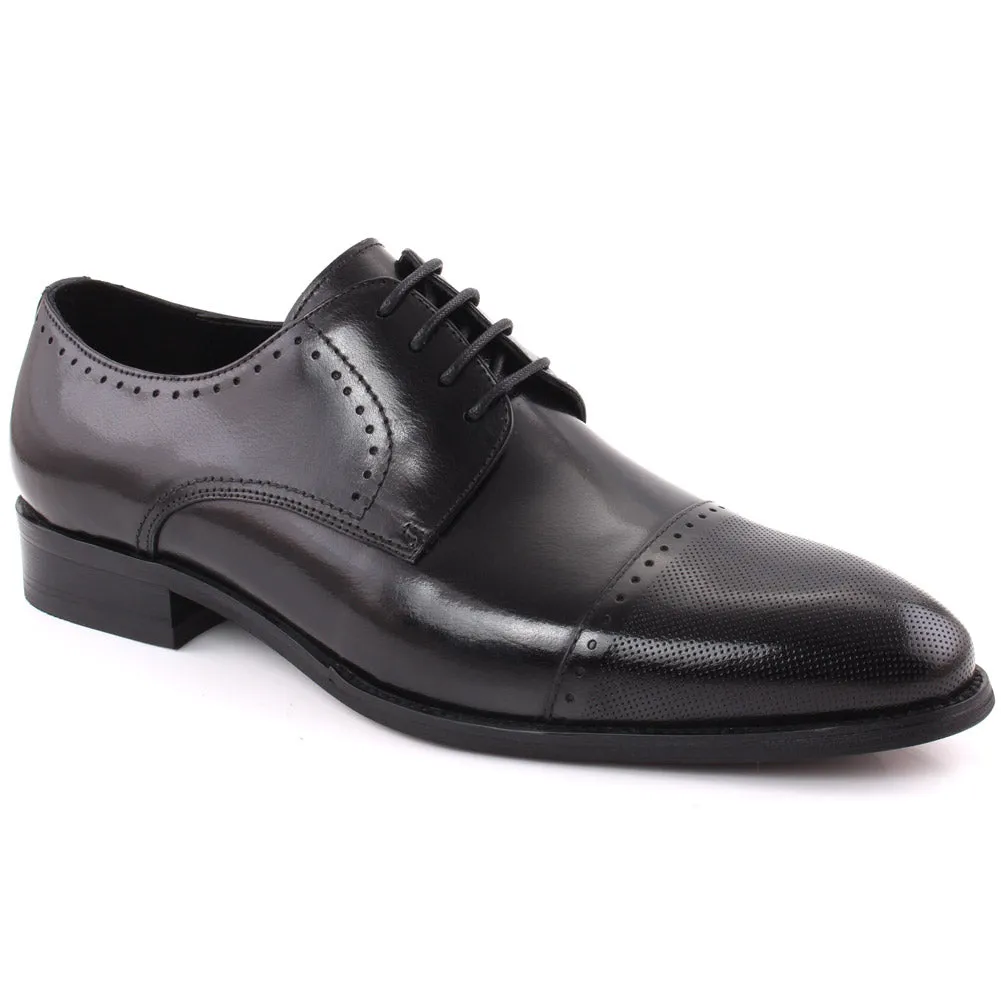 Men LOUIE Closed Lace Perforated Cap Toe Leather  Formal Shoes Tip Flat Shoes