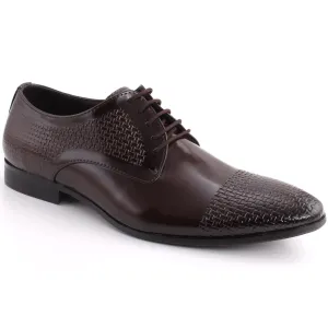 Flat Shoes With Stones Men MALFERD Woven Textured Toe Design Lace Up Formal Shoes