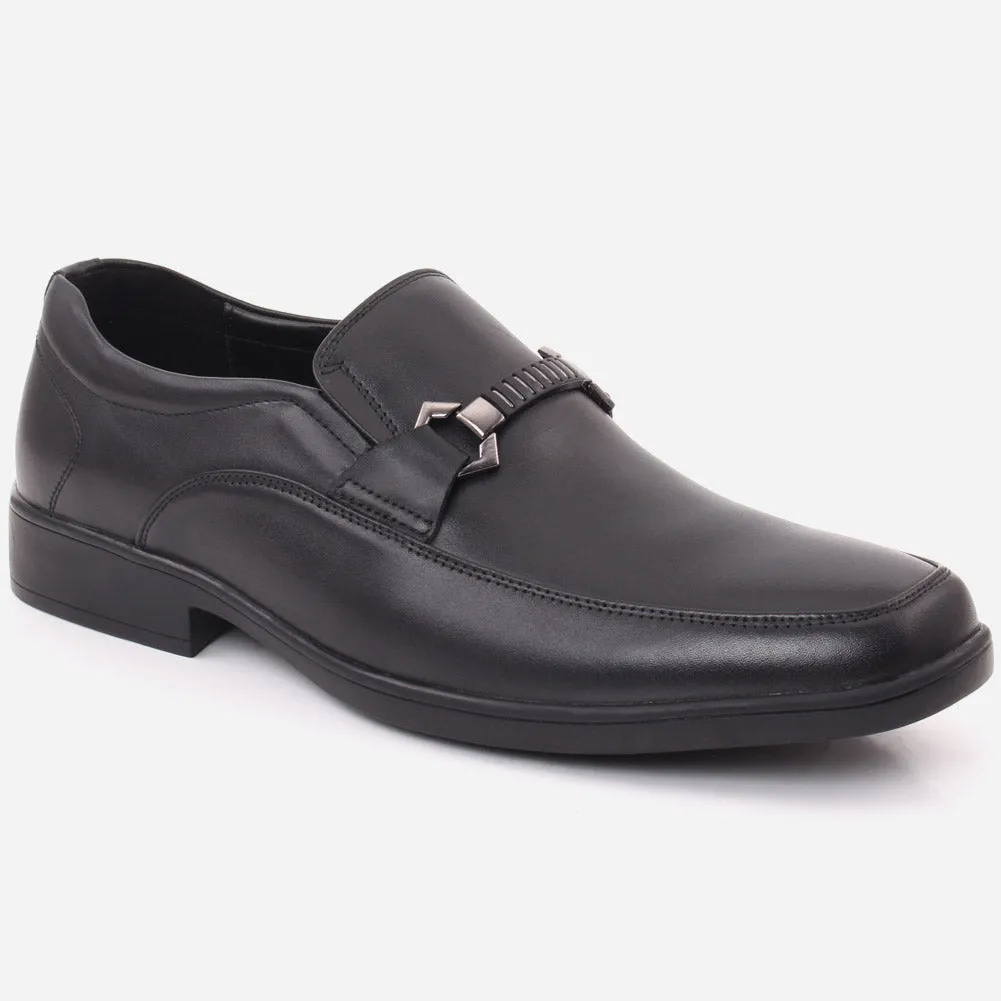 Best Shoe Brand For Wide Flat Feet Men "COLIN" Stitched Detail Belted Buckle Moc Toe Formal Shoes