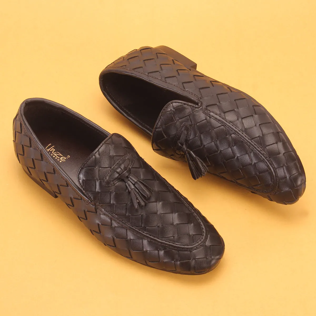 Men "WEISE" Leather Office Dress Slip-on Oxfords Flat Satin Shoes