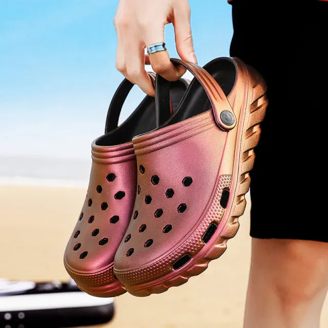 High Heels Sandals Men Slippers Clogs Quick Dry Casual Garden Shoes Beach Waterproof Sandals Antiskid Creativity Slipper
