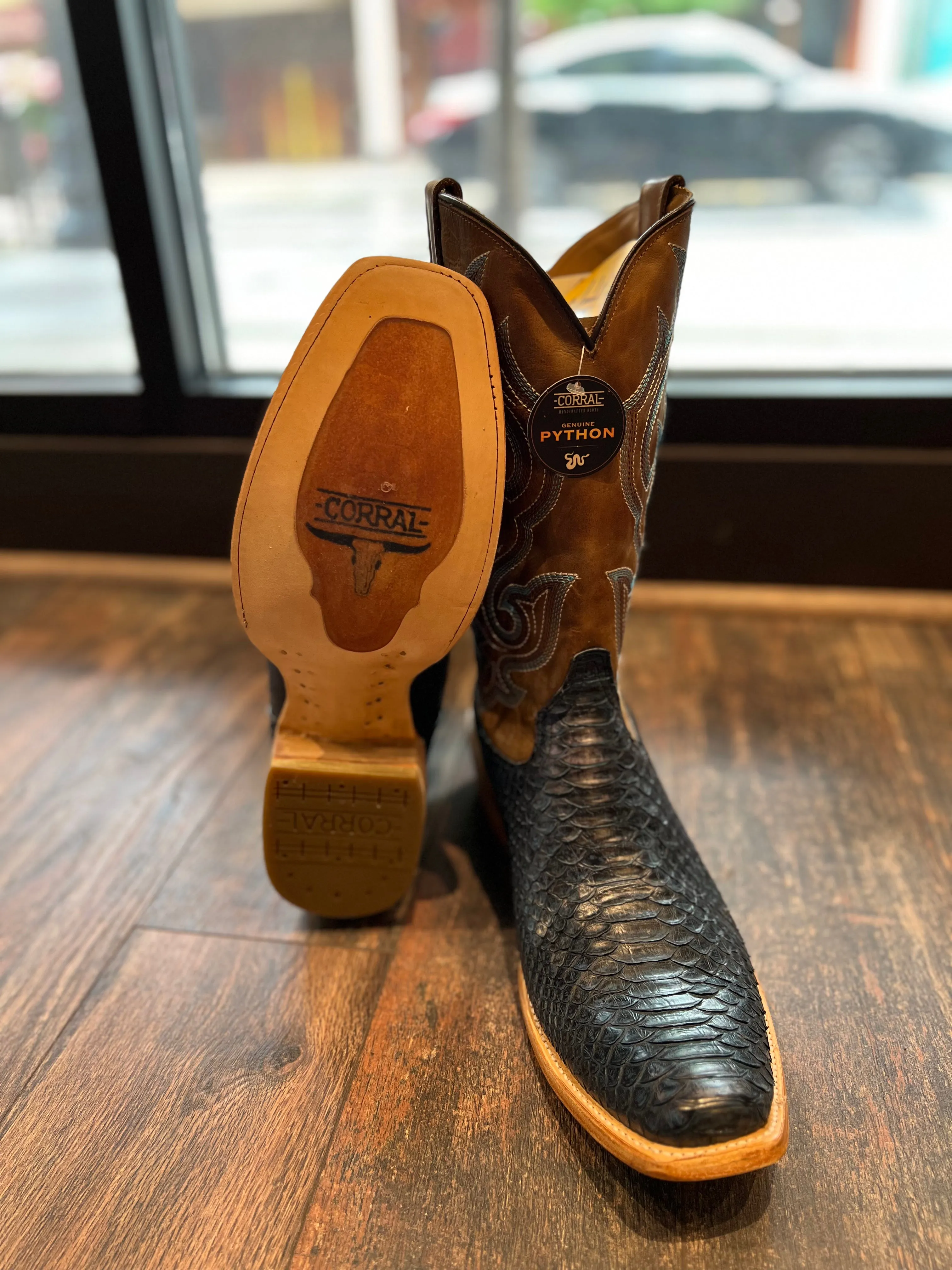 Mens Blue-Brown Python Boot Cleaners For Boots